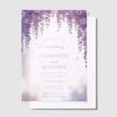 Waterverf Wisteria Floral Elegant Bruiloft Vellum Uitnodigingen (Offset)