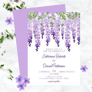 Waterverf Wisteria Floral Elegant Modern Script Kaart