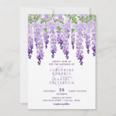 Waterverf Wisteria Floral Elegant Modern Wedding Kaart (Voorkant)
