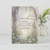 Waterverf Wisteria Floral Elegant Modern Wedding Kaart (Staand voorkant)