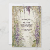 Waterverf Wisteria Floral Elegant Modern Wedding Kaart (Voorkant)