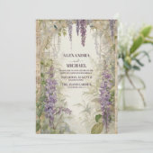Waterverf Wisteria Floral Elegant Modern Wedding Kaart (Staand voorkant)