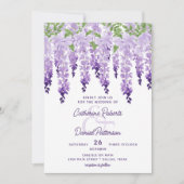 Waterverf Wisteria Floral Elegant Modern Wedding Kaart (Voorkant)