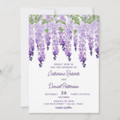 Waterverf Wisteria Floral Elegant Modern Wedding Kaart (Voorkant)