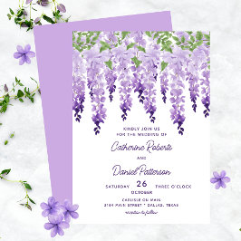 Waterverf Wisteria Floral Elegant Modern Wedding Kaart