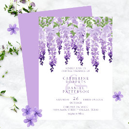Waterverf Wisteria Floral Elegant Modern Wedding Kaart