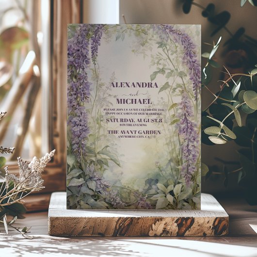 Waterverf Wisteria Floral Elegant Modern Wedding Kaart