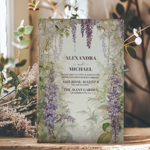 Waterverf Wisteria Floral Elegant Modern Wedding Kaart