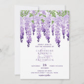 Waterverf Wisteria Floral Elegant Modern Wedding Kaart (Voorkant)