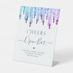 Waterverf Wisteria Floral voor open-bordbruiloft Reclamebord Met Voetstuk