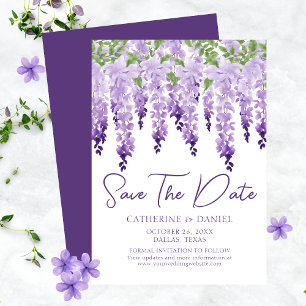 Waterverf Wisteria Floral Wedding Save the Date