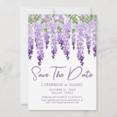 Waterverf Wisteria Floral Wedding Save the Date (Voorkant)