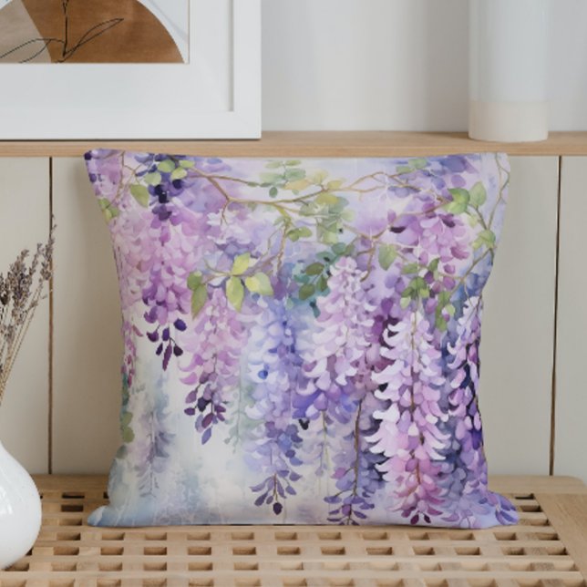 Waterverf Wisteria Fluisteringen Kussen (Creator heeft geüpload)