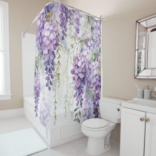 Waterverf Wisteria fluistert Douchegordijn (In situ)