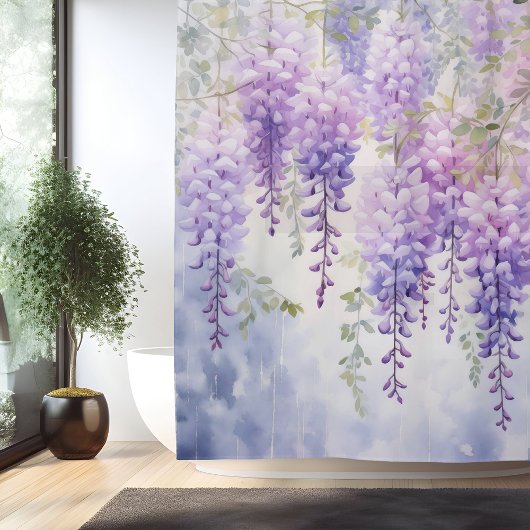 Waterverf Wisteria fluistert Douchegordijn