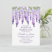 Waterverf Wisteria Forty & Fabulous Floral Chic Kaart (Staand voorkant)