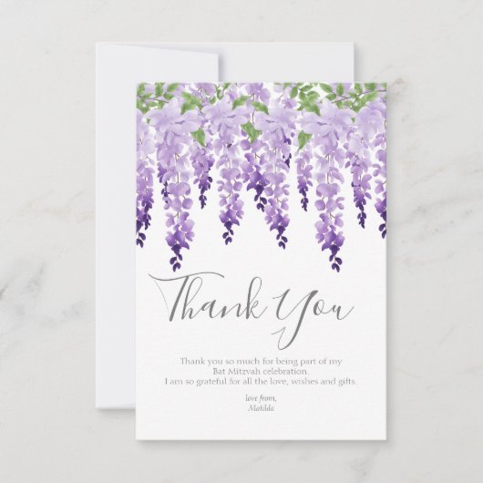 Waterverf Wisteria Foto | Bat Mitzvah Bedankkaart (Voorkant)
