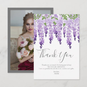 Waterverf Wisteria Foto Bat Mitzvah Bedankkaart