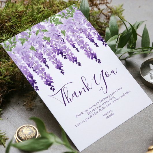 Waterverf Wisteria Foto | Bat Mitzvah Bedankkaart