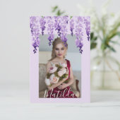 Waterverf Wisteria Foto | Bat Mitzvah Bedankkaart (Staand voorkant)