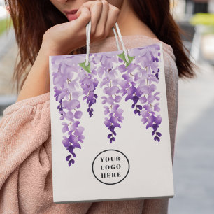 Waterverf Wisteria Gepersonaliseerde Logo Ondern Klein Cadeauzakje