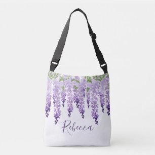 Waterverf Wisteria gepersonaliseerde naam Crossbody Tas