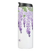 Waterverf Wisteria gepersonaliseerde naam Thermosbeker (Geroteerd rechts)