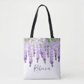 Waterverf Wisteria gepersonaliseerde naam Tote Bag (Voorkant)