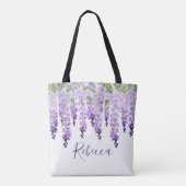 Waterverf Wisteria gepersonaliseerde naam Tote Bag (Achterkant)
