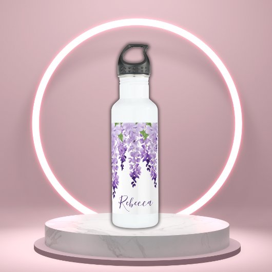 Waterverf Wisteria gepersonaliseerde naam Waterfles