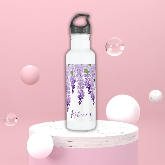 Waterverf Wisteria gepersonaliseerde naam Waterfles