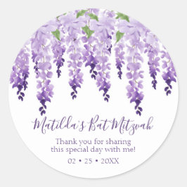 Waterverf Wisteria Hartelijk dank | Bat Mitzvah Ronde Sticker