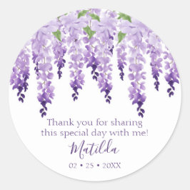 Waterverf Wisteria Hartelijk dank | Bat Mitzvah Ronde Sticker