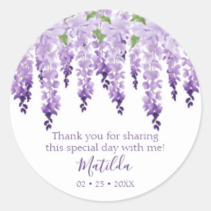 Waterverf Wisteria Hartelijk dank   Bat Mitzvah Ronde Sticker
