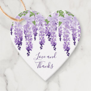 Waterverf Wisteria Hartelijk dank   Weddenschap Bedankjes Labels