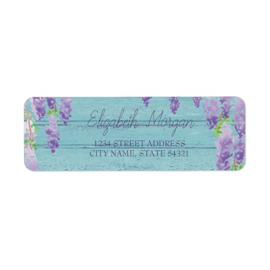 Waterverf Wisteria Houtstructuur Etiket (Voorkant)