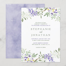 Waterverf Wisteria Huwelijksuitnodiging Kaart