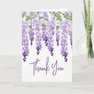 Waterverf Wisteria Lavendel Bloemige Bruiloft Bedankkaart