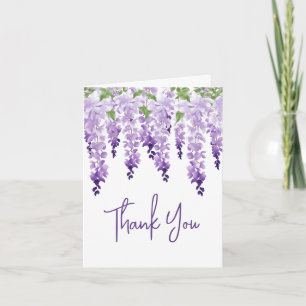 Waterverf Wisteria Lavendel Bloemige Trouwdag Bedankkaart