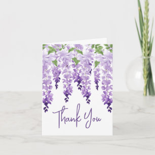 Waterverf Wisteria Lavendel Bloemige Trouwdag Bedankkaart