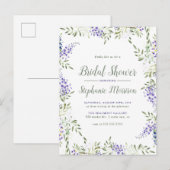 Waterverf Wisteria Lijst Floral Vrijgezellenfeest Uitnodiging Briefkaart (Voorkant / Achterkant)