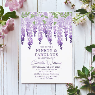 Waterverf Wisteria Negentig & Uitstekend Bloemenkr Kaart