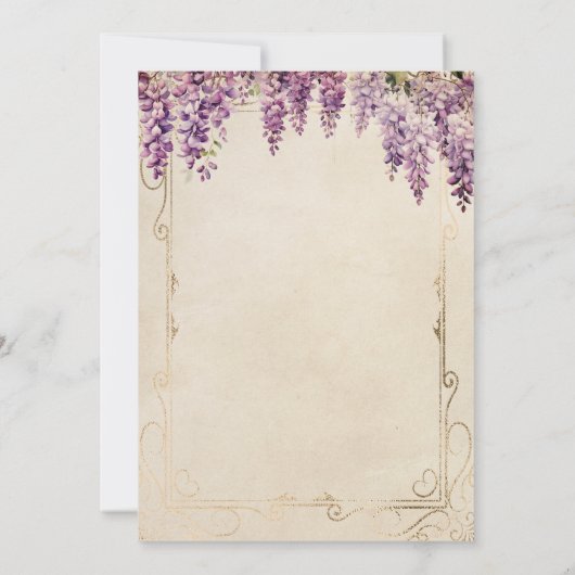 Waterverf Wisteria op  perkament bruiloft Kaart (Achterkant)