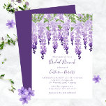 Waterverf Wisteria Paars Floral Bridal Brunch Kaart<br><div class="desc">Waterverf Wisteria Paars Floral Bridal Brunch Invitations is voorzien van elegante waterverf wisteria bloemen in zacht lavendel en paars met groene bladeren op een witte achtergrond met onderstaande informatie over de Bridal Shower Invitation. Personaliseer door de tekst in de tekstvakjes uit te geven. Ontworpen voor u door Evco Studio www.zazzle.com/store/evcostudio...</div>