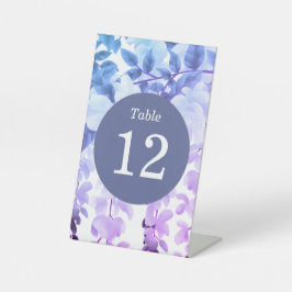 Waterverf Wisteria Paars Floral Table Numbers Reclamebord Met Voetstuk