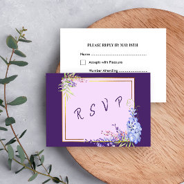 Waterverf Wisteria Paarse Lavendel Bloemen RSVP Kaartje