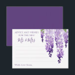 Waterverf Wisteria Paarse Lila Floral Wedding Advieskaart<br><div class="desc">De waterverf Wisteria Paarse Lila Floral Wedding Advice-kaarten zijn voorzien van elegante waterverf wisteria bloemen in zacht lavendel en paars met groene bladeren op een witte achtergrond met ruimte voor uw gasten om hun "Advies en wensen voor de nieuwe Mr & Mrs." toe te voegen. Ideaal voor bruiloft, vrijgezellenfeest of...</div>
