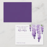 Waterverf Wisteria Paarse Lila Floral Wedding Advieskaart<br><div class="desc">De waterverf Wisteria Paarse Lila Floral Wedding Advice-kaarten zijn voorzien van elegante waterverf wisteria bloemen in zacht lavendel en paars met groene bladeren op een witte achtergrond met ruimte voor uw gasten om hun "Advies en wensen voor de nieuwe Mr & Mrs." toe te voegen. Ideaal voor bruiloft, vrijgezellenfeest of...</div>