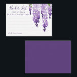 Waterverf Wisteria Paarse Lila Floral Wedding Advieskaart<br><div class="desc">Waterverf Wisteria Paarse Lila Floral Wedding Advice Kaarten zijn voorzien van elegante waterverf wisteria bloemen in zacht lavendel en paars met groene bladeren op een witte achtergrond met ruimte voor uw gasten om hun "Bucket List" van levenslange avonturen voor de nieuwe Mr. En Mrs Perfect voor bruiloft, vrijgezellenfeest of vrijgezellenfeest....</div>