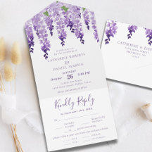 Waterverf Wisteria Paarse Lila Floral Wedding